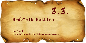 Bránik Bettina névjegykártya